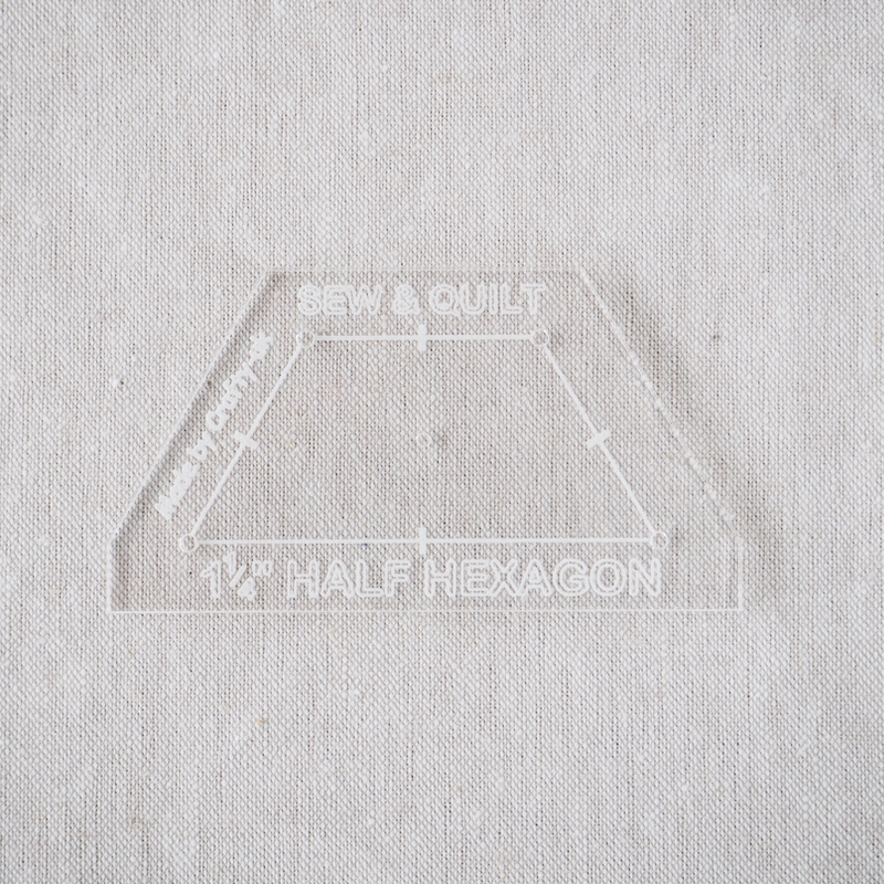 Acrylic Cutting Template 1-1/4" Half Hexagon