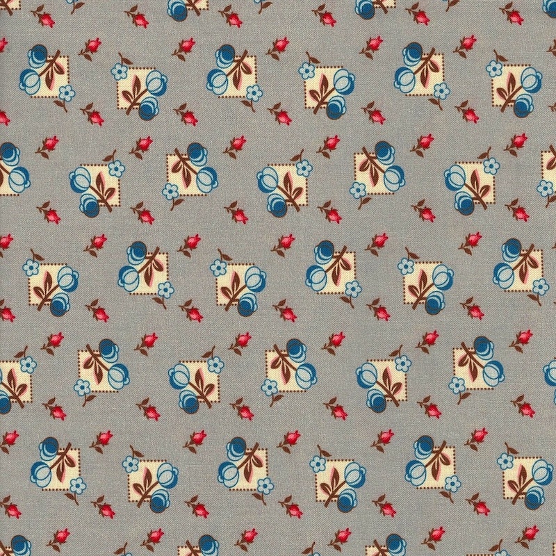 Dutch Heritage Blue Shale Flower reproduction fabric