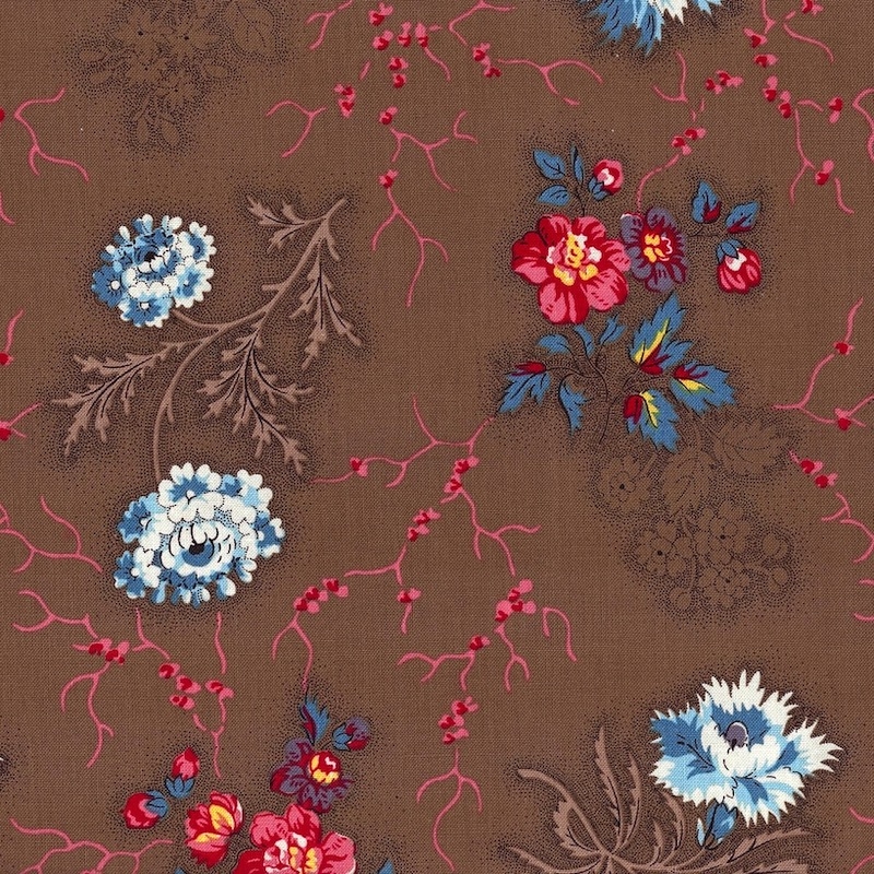 Dutch Heritage Brown Flowers From The Past reproduction fabric
