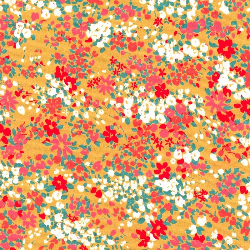 Lady Bird Saffron Cascade cotton fabric