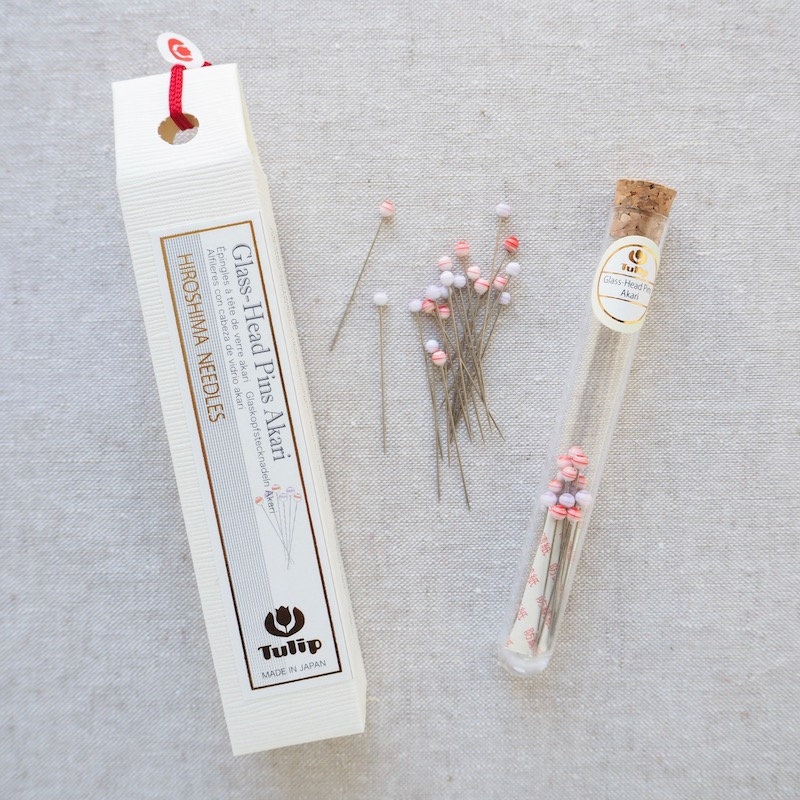 Tulip Hiroshima pins Akari style pink glass headed