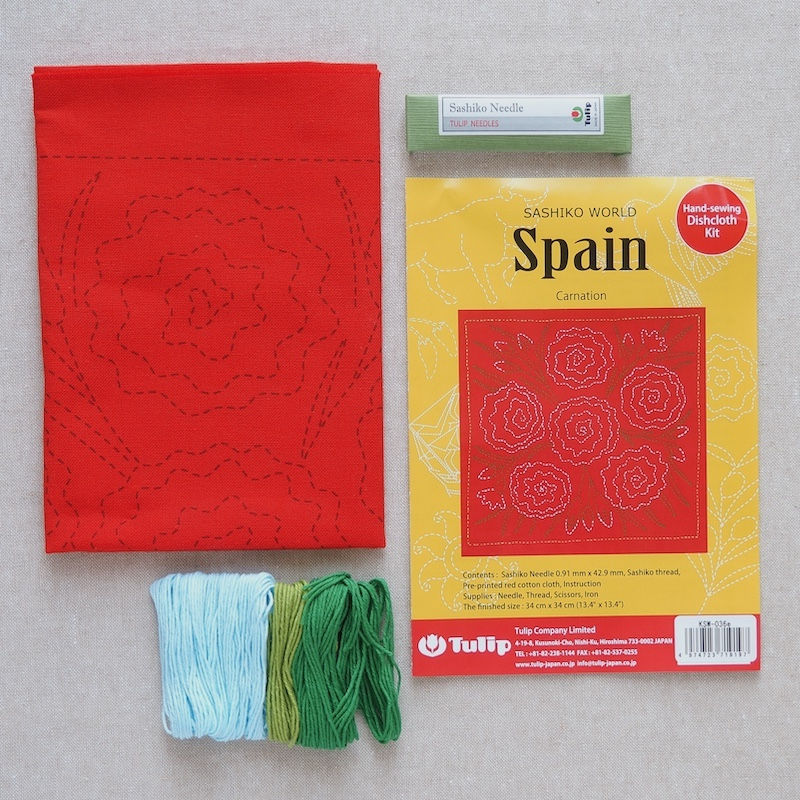 Tulip Sashiko Kit, Spain - Carnation