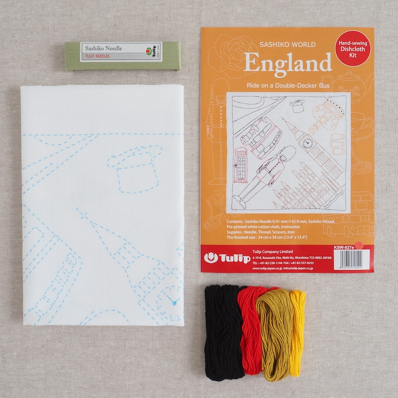 Tulip Sashiko Kit, England - Ride On A Double Decker Bus