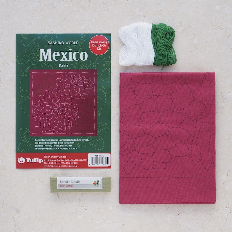Tulip Sashiko Kit, Mexico - Dahlia