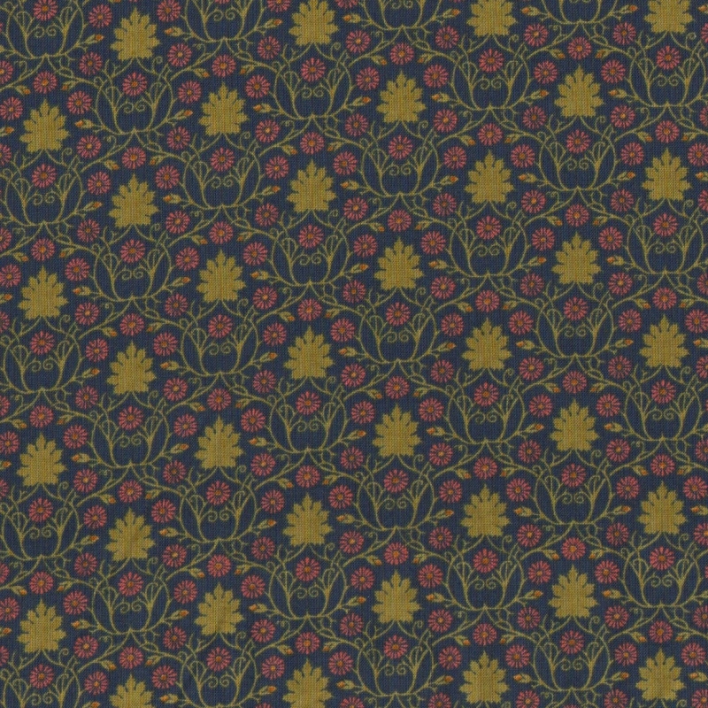 Voysey 2018 Indigo Scrolling Daisies 7323-13
